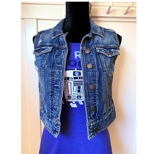 Express Jeans cool distressed jean vest